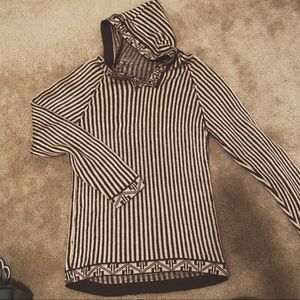 Long hoodie sweater Brown stripe S